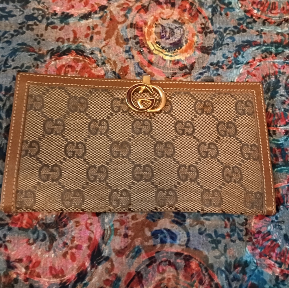 ❤️Vintage GUCCI GG Clutch Pen Holder Checkbook Wallet